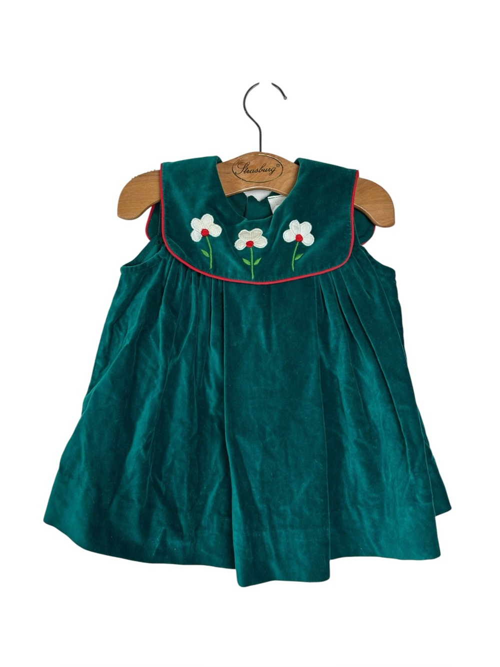 Vintage Strasburg Green Velvet Embroidered Christmas Dress 2T